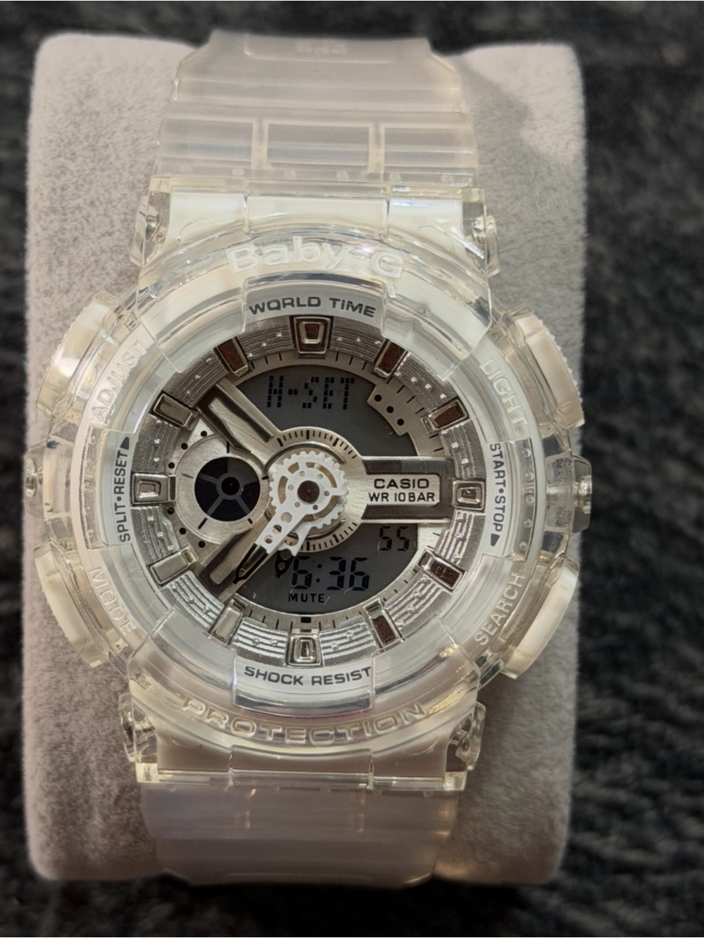 Casio Baby-G Clear Transparent Resin Silver-Accented Watch